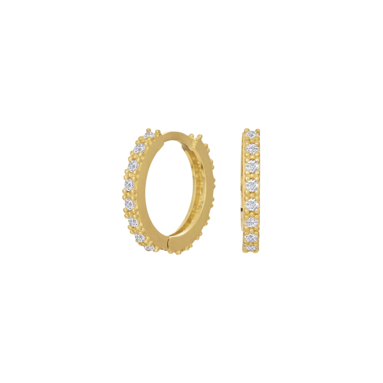 14 kt. guldcreoler m/cz 13mm