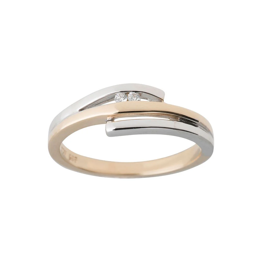 14 kt. guldring, bicolor m. 0,030 ct TW/SI