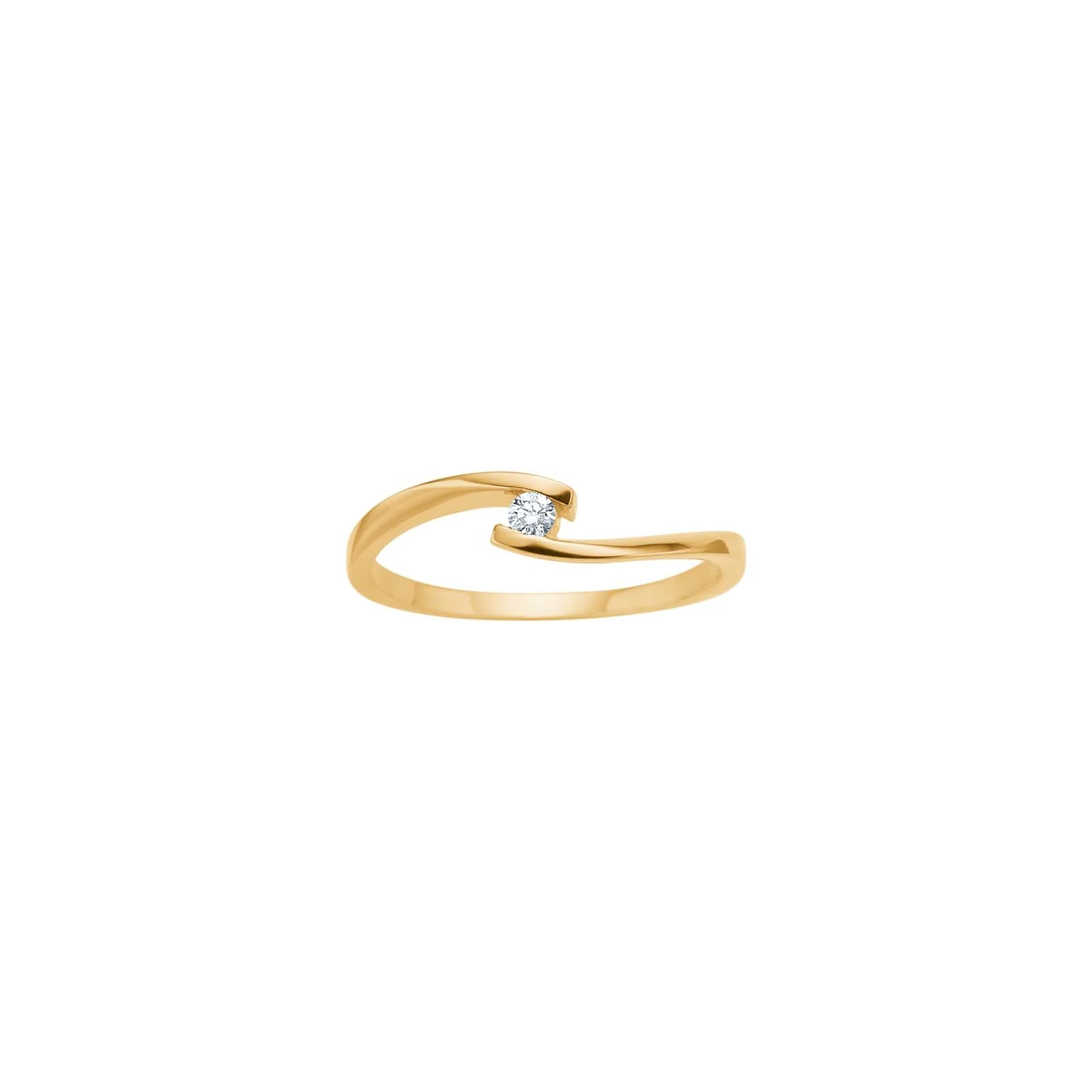 14 kt. guldring m. dia. 0.045ct W/SI