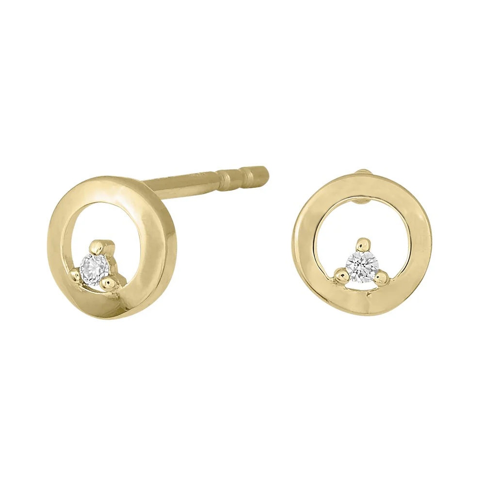 14kt. cirkel ørestik m/ 0,02 ct w/si