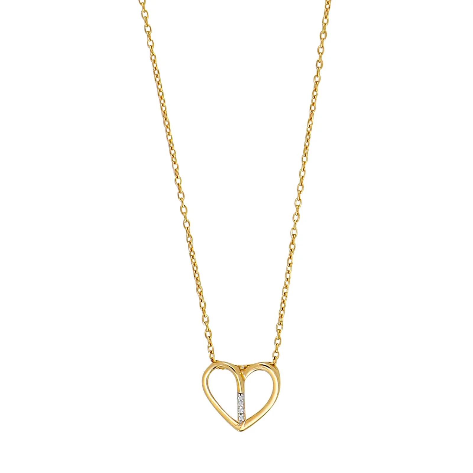 14kt. guldhjerte m/dia. 0.010ct W/SI inkl. forg.