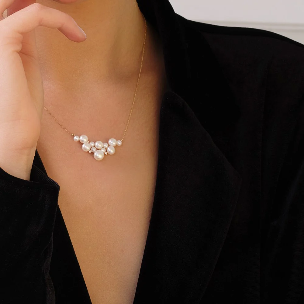 14kt. guldkæde m. 0,08ct TW/SI og fvkp. - Image 3