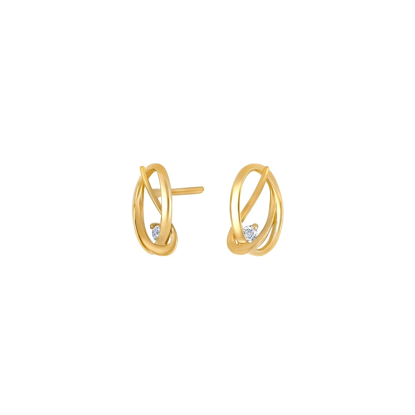 14kt. guldøreringe m. dia  0,04ct. W/SI