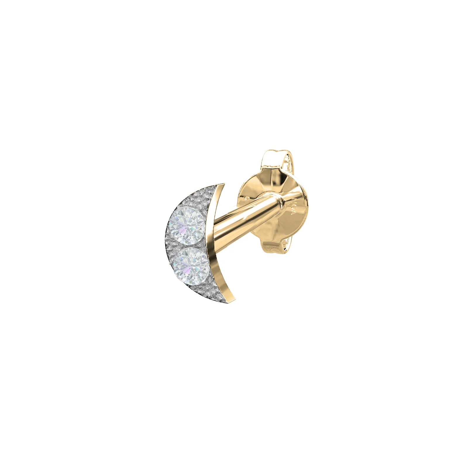14kt. guldørestik måne m/dia 0,008ct 3,5mm PIERCE5