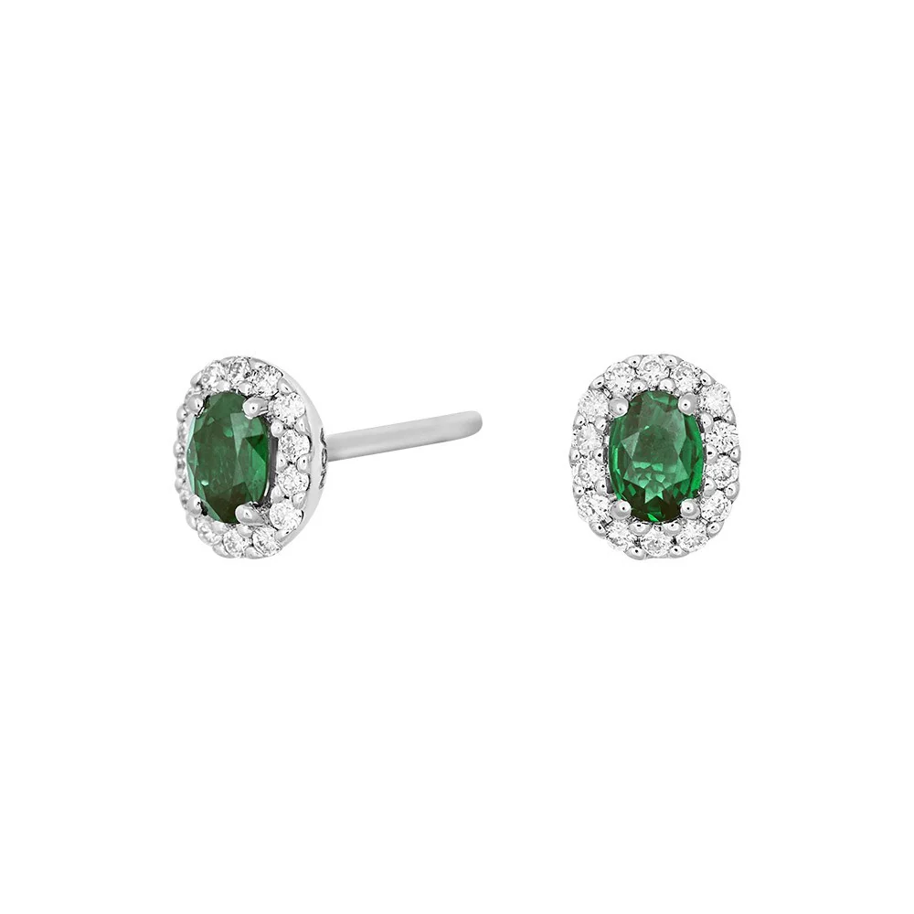 14kt. guldørestikker m/smaragd og dia 0.11ct w/si