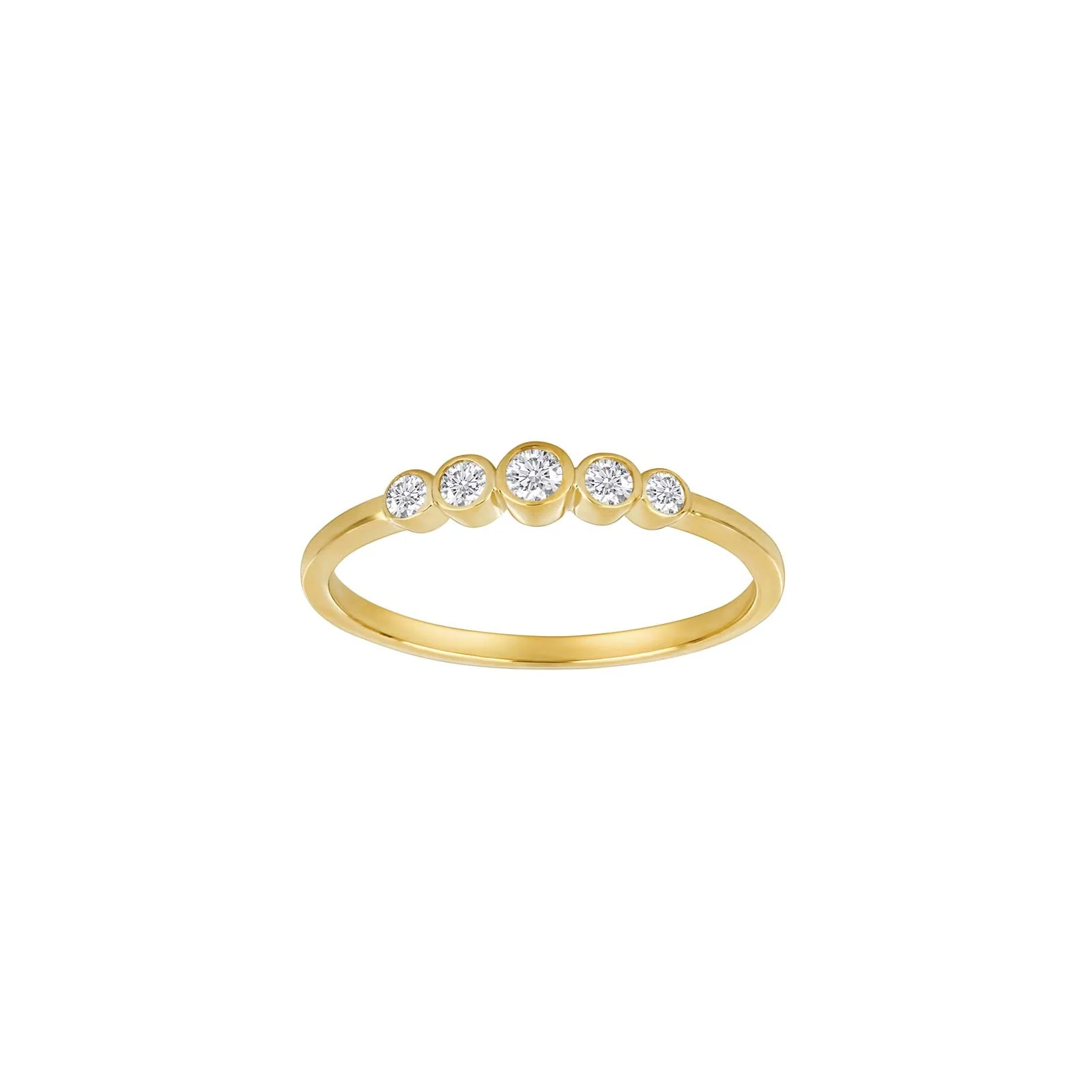 14kt. guldring 5 x rørfatning m/dia. 0.15ct W/SI