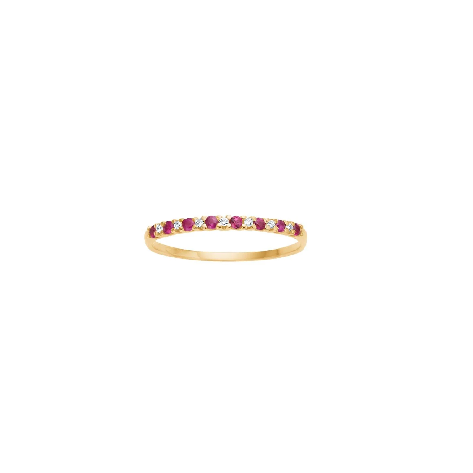 14kt. guldring m/rubin og dia 0.028ct W/SI