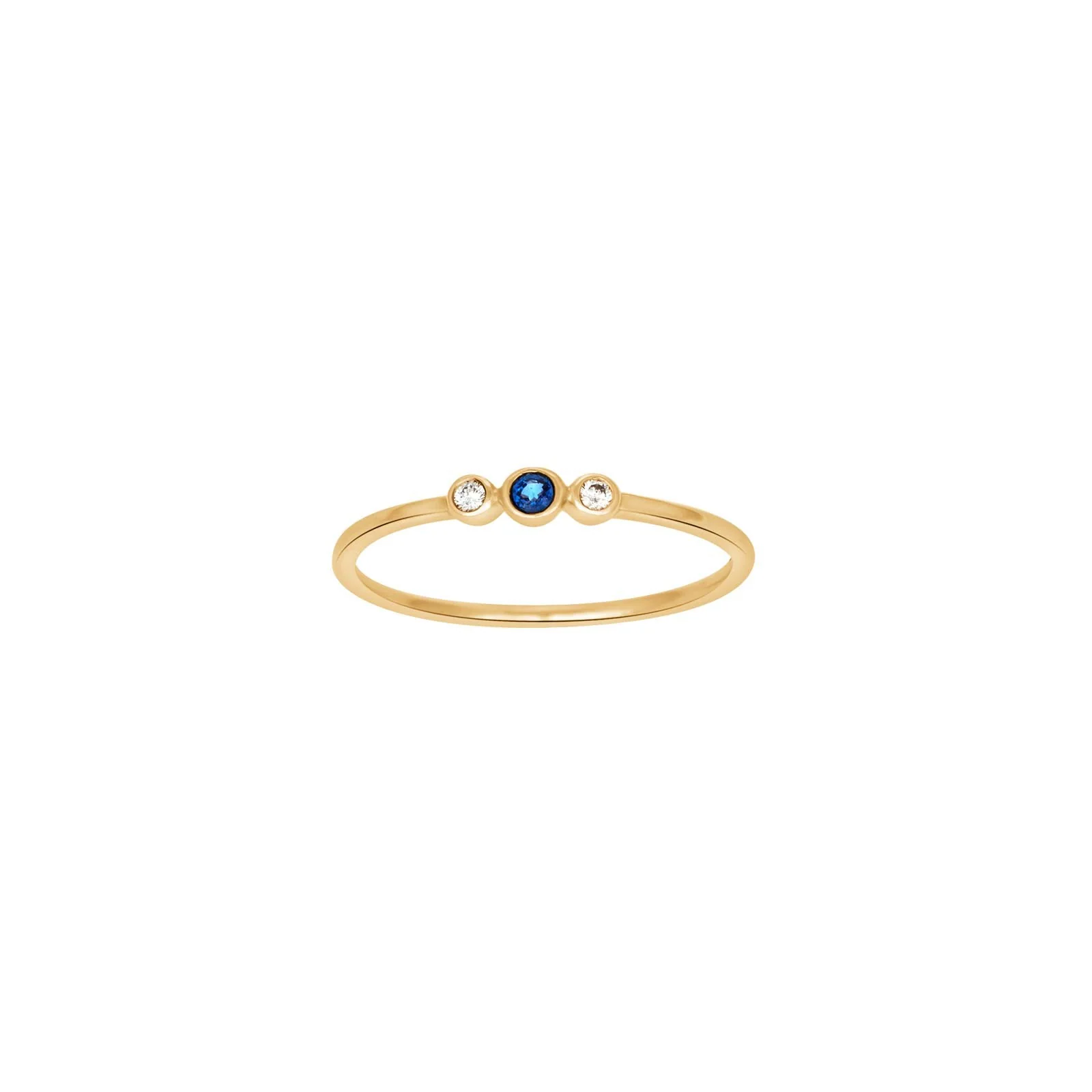 14kt. guldring m/safir og dia. 0.03ct W/SI