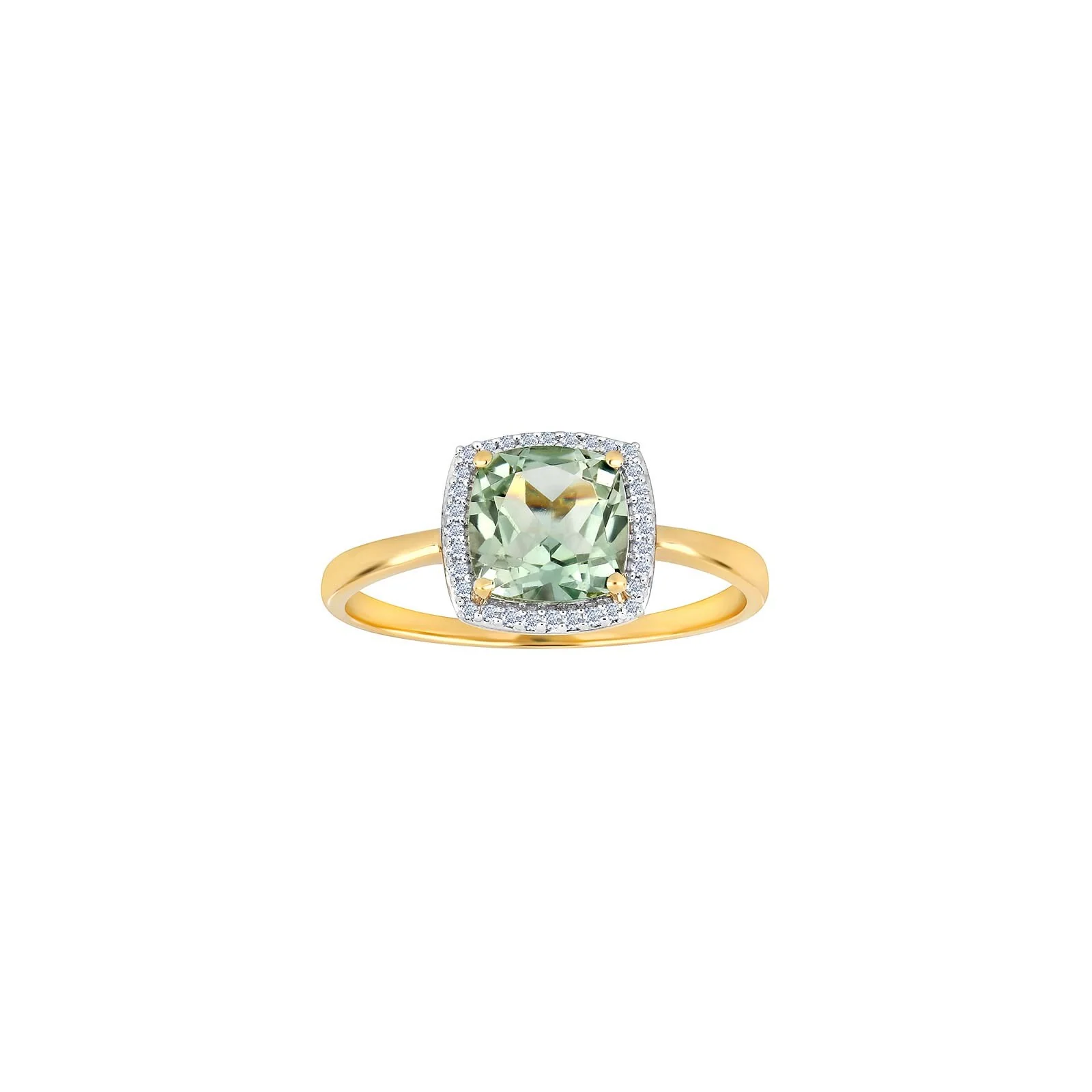 14kt. guldring roset m/dia 0.085ctW/SI+grøn amety