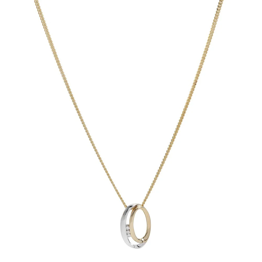14kt. guldvedhæng bicolor m/dia. 0.030ct. W/SI ink