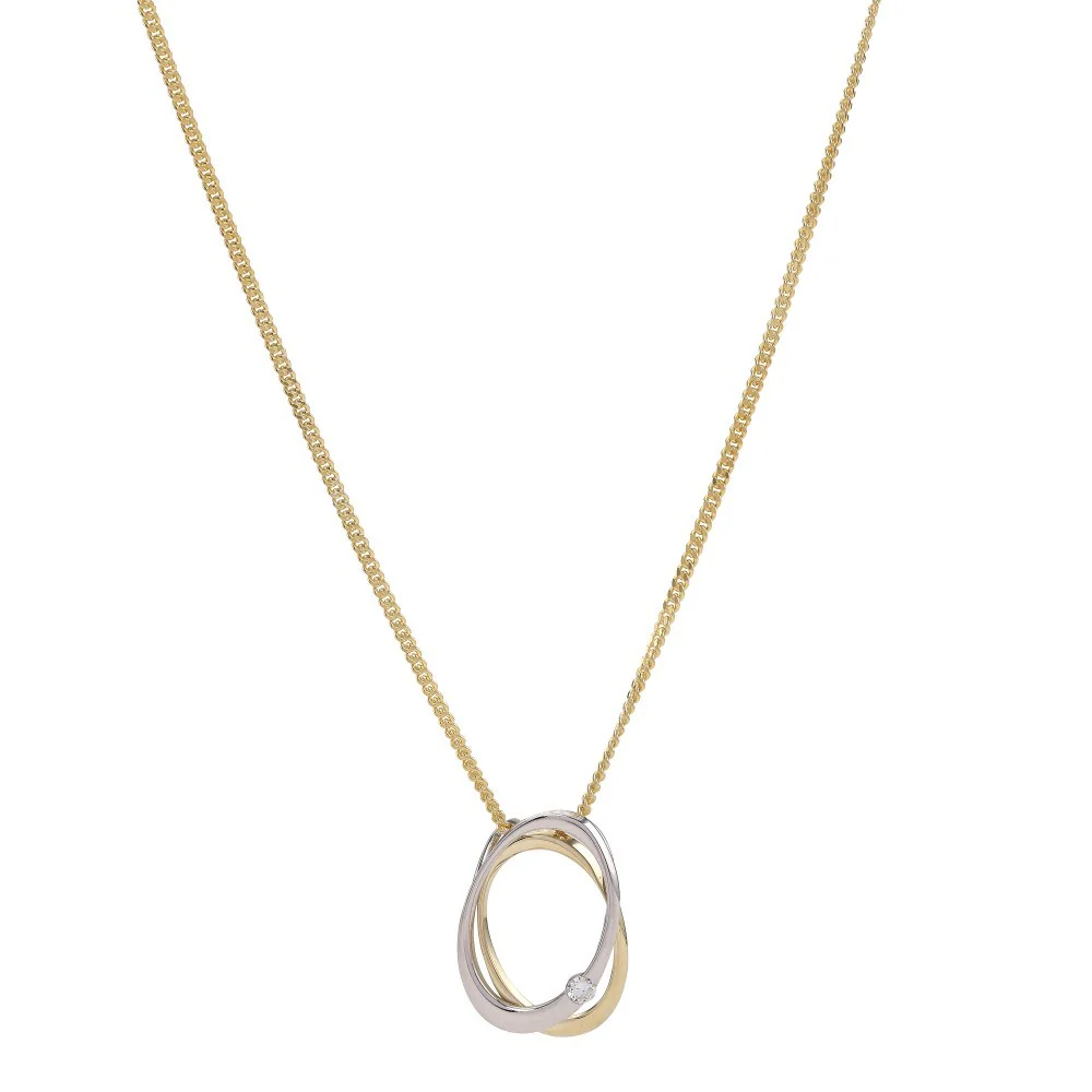 14kt. guldvedhæng bicolor m/dia. 0.050ct. W/SI ink