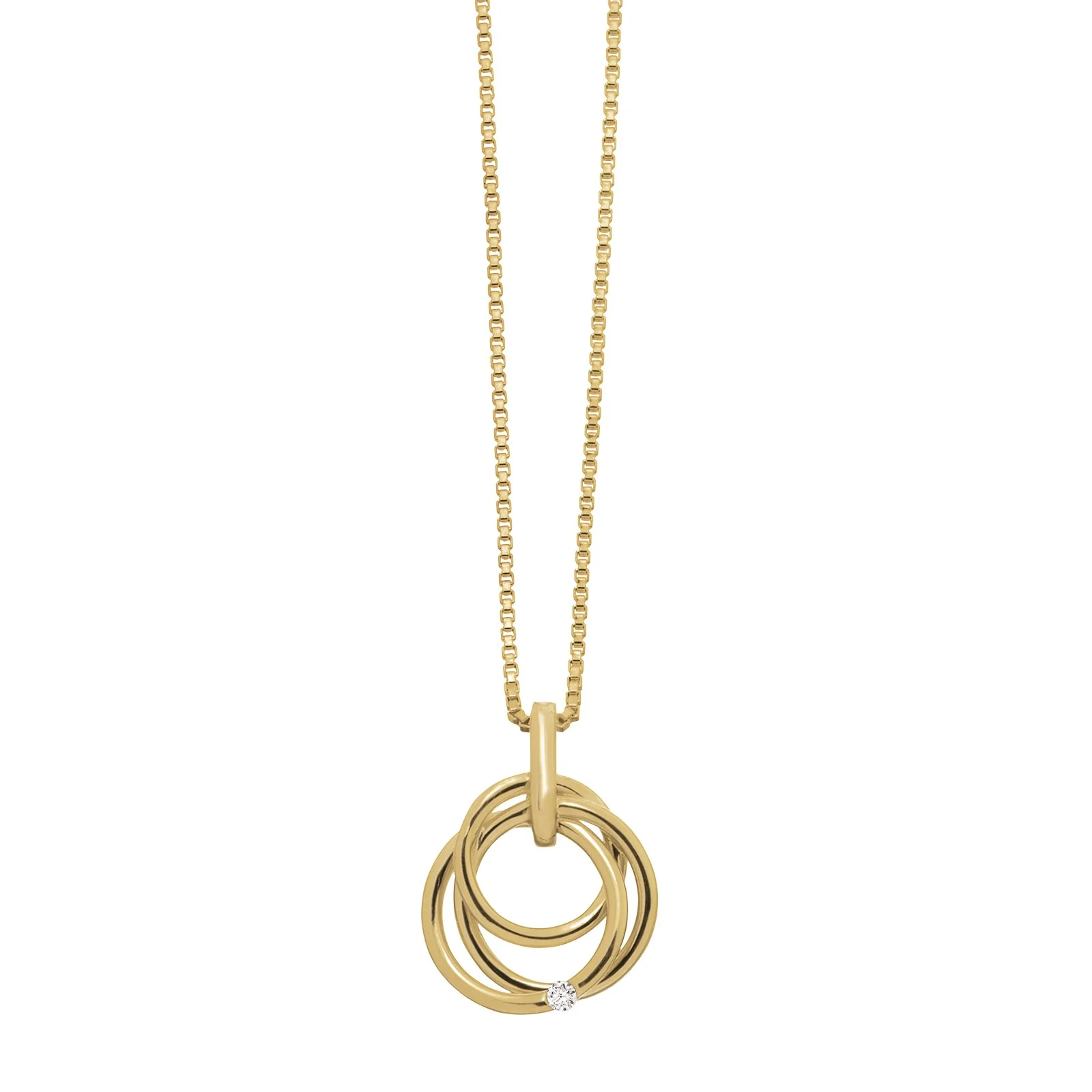 14kt. guldvedhæng m/dia. 0.020ct W/SI inkl. forg.s