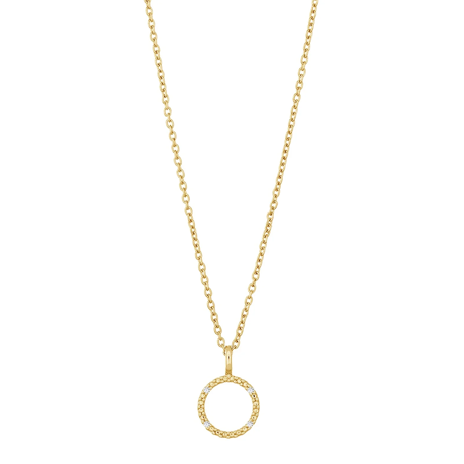 14kt. guldvedhæng m/dia. 0.02ct W/PI og forg. kæde