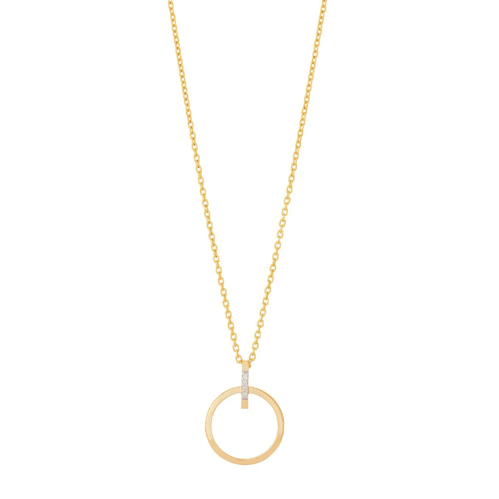 14kt. guldvedhæng m/dia. 0.02ct W/SI og forg. kæde