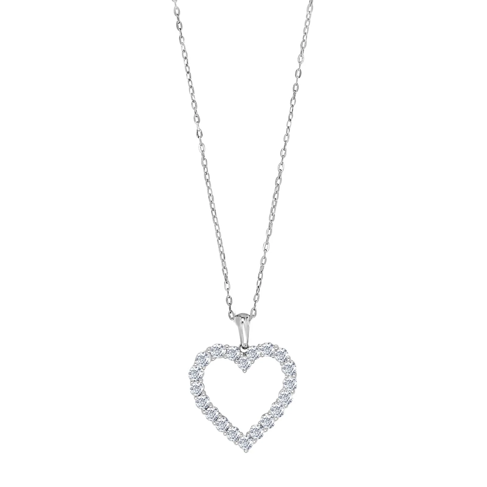 14kt. hvidguldshalskæde m/ hjerte dia.0.95ct W/SI