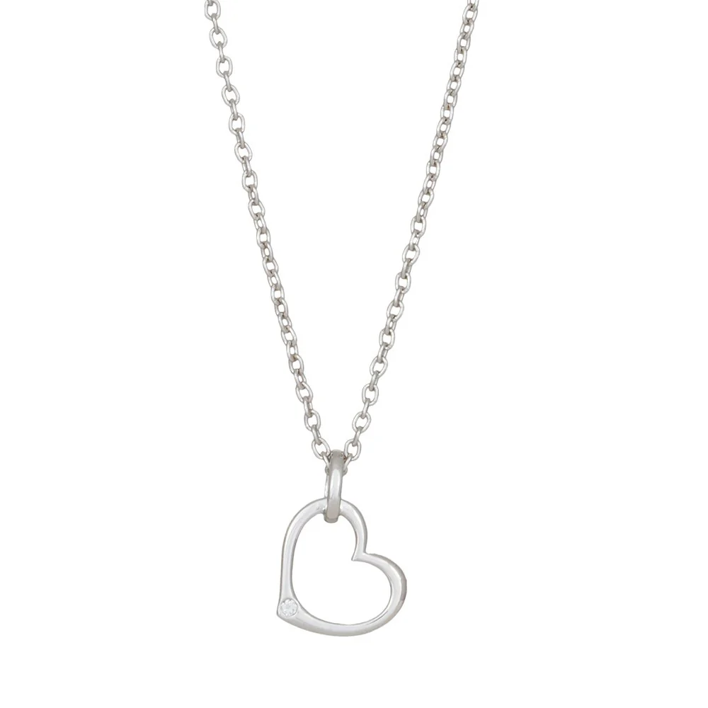 14kt. hvidguldshjerte m/dia. 0.010ct W/P1 inkl. sø
