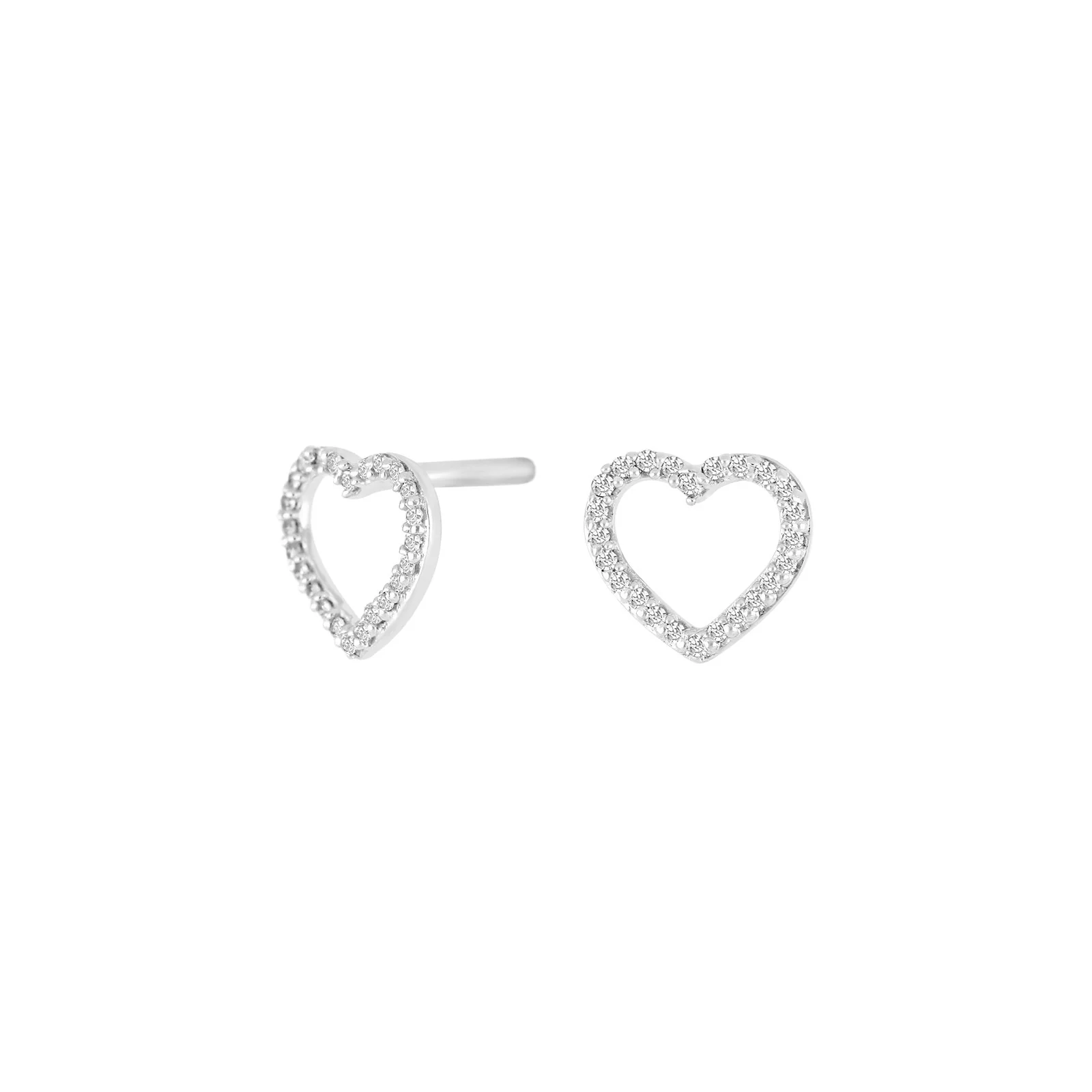 14kt. hvidguldsørestikker hjerte m/dia 0.06ct W/SI