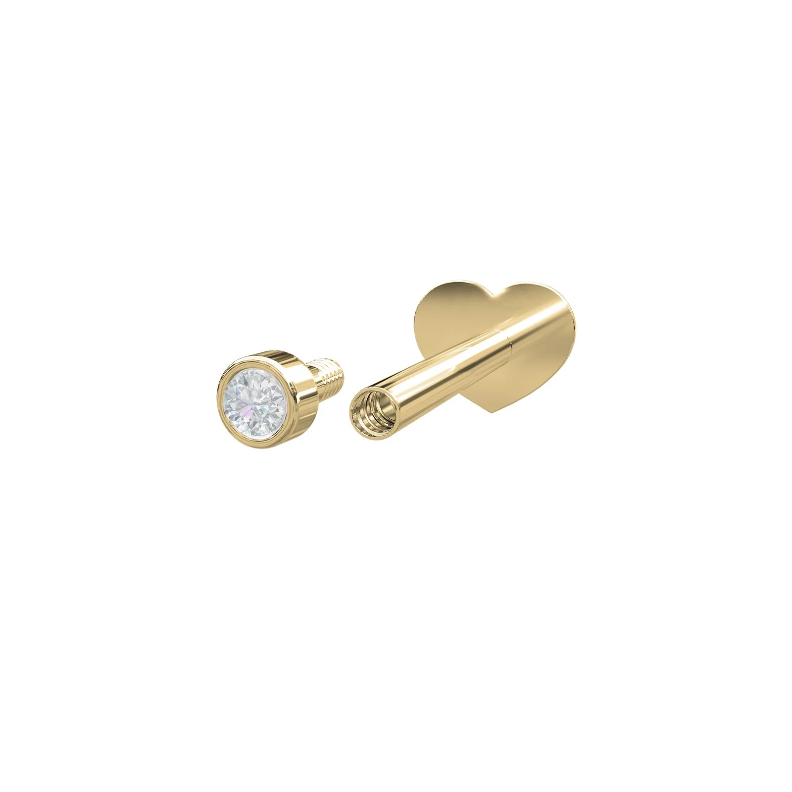 14kt. Labret 1 dia 0,014ct 1,5mm Rør PIERCE52 1stk - Image 2
