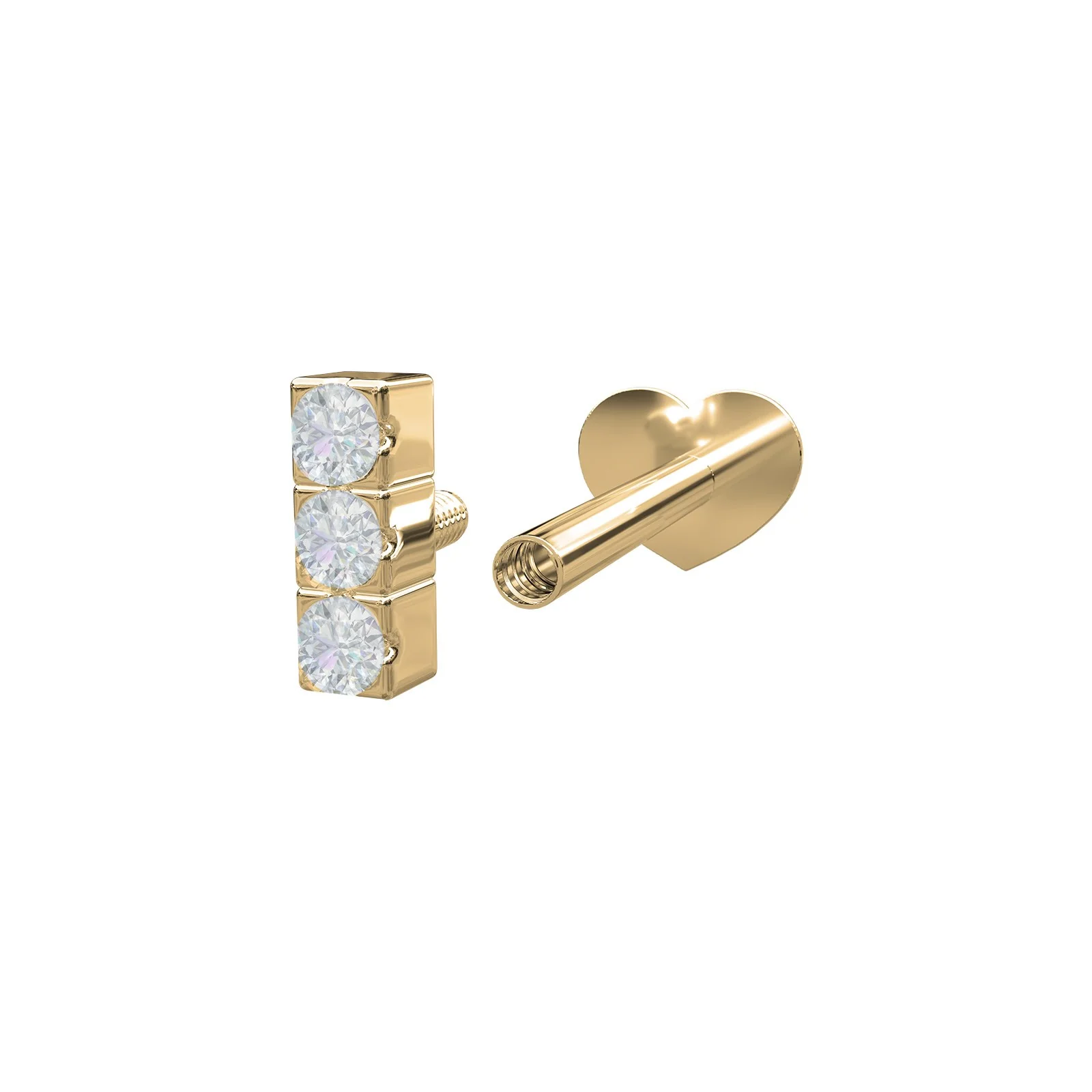14kt. Labret 3 dia 0,012ct 4,4mm Grab PIERCE52 1st - Image 2