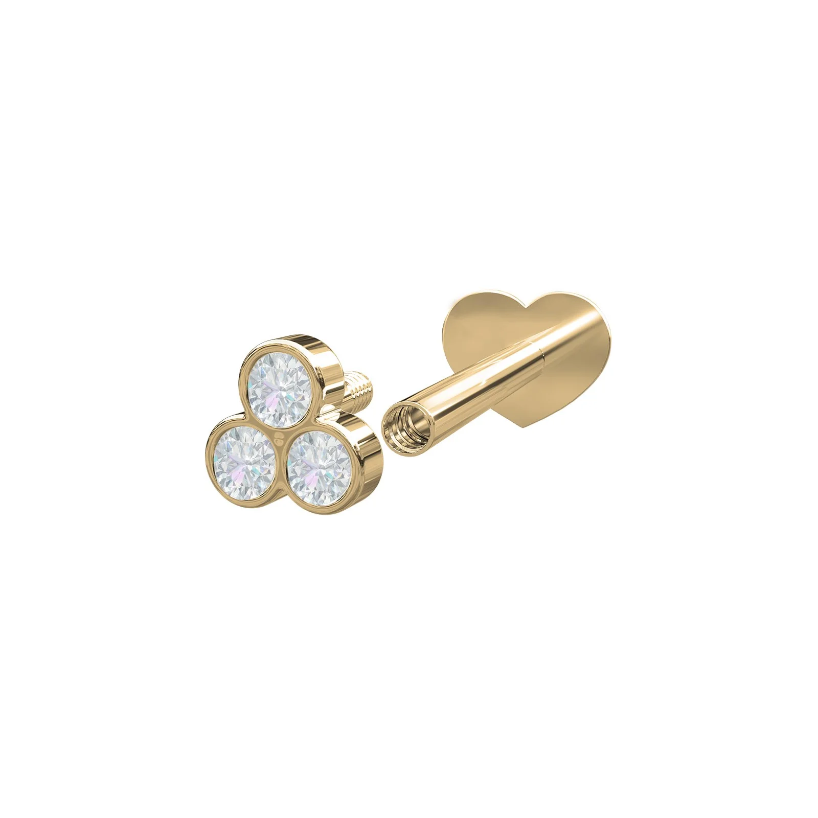 14kt. Labret 3 dia 0,04ct 3mm Rør PIERCE52 1stk - Image 2