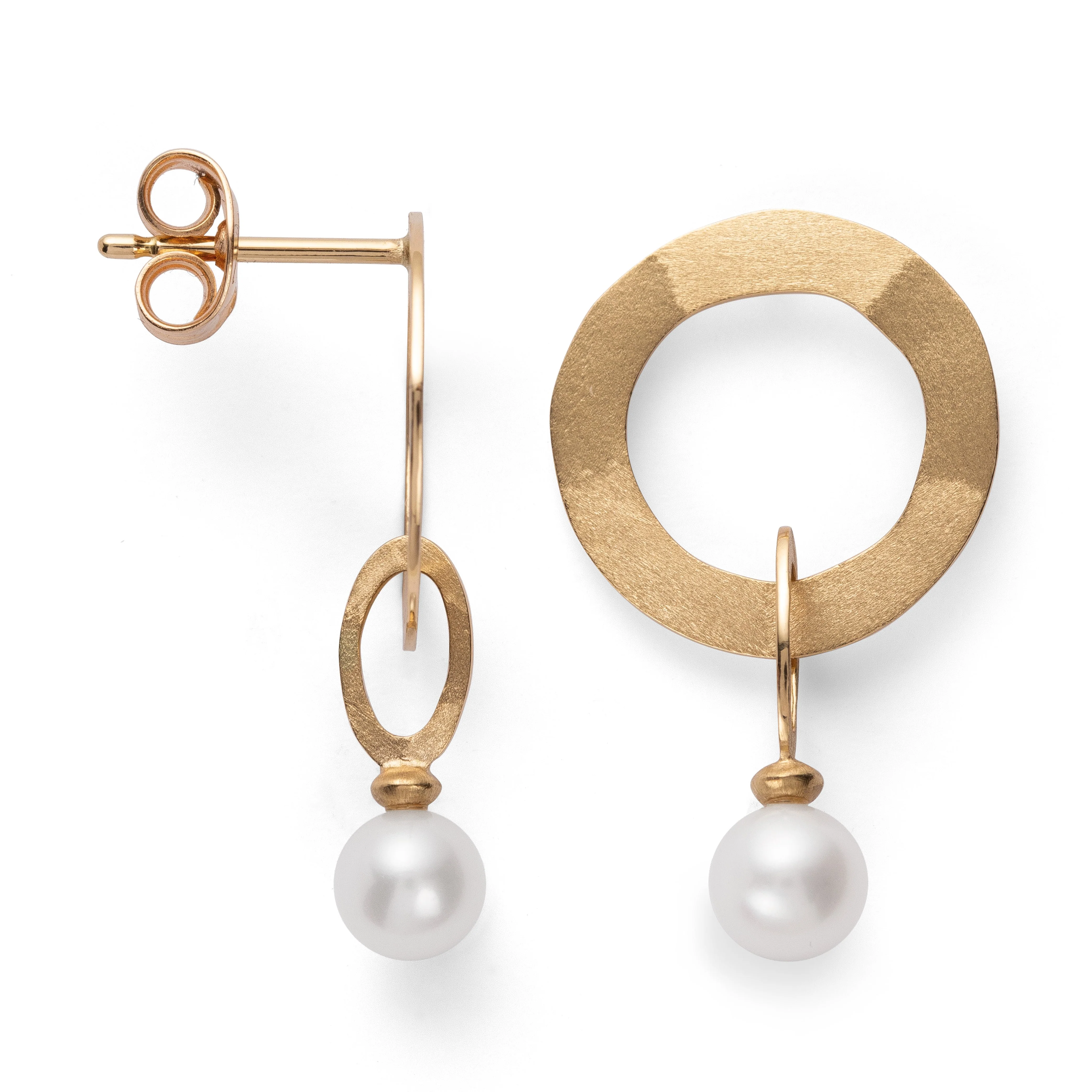 750/- ørehænger mat/børstet kulturperle  2.22ct