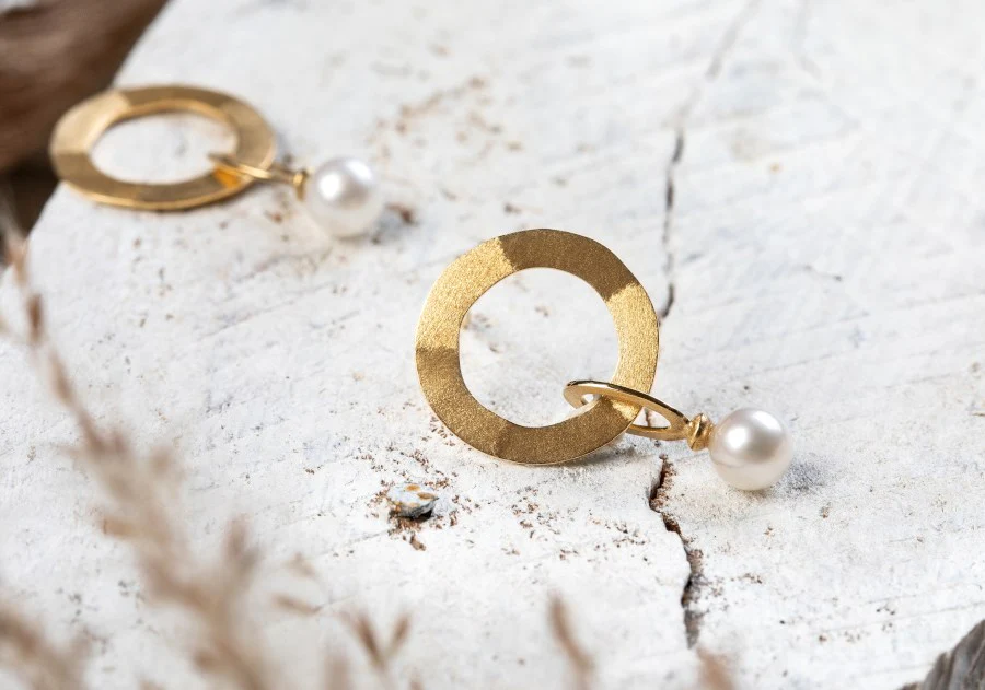 750/- ørehænger mat/børstet kulturperle  2.22ct - Image 2