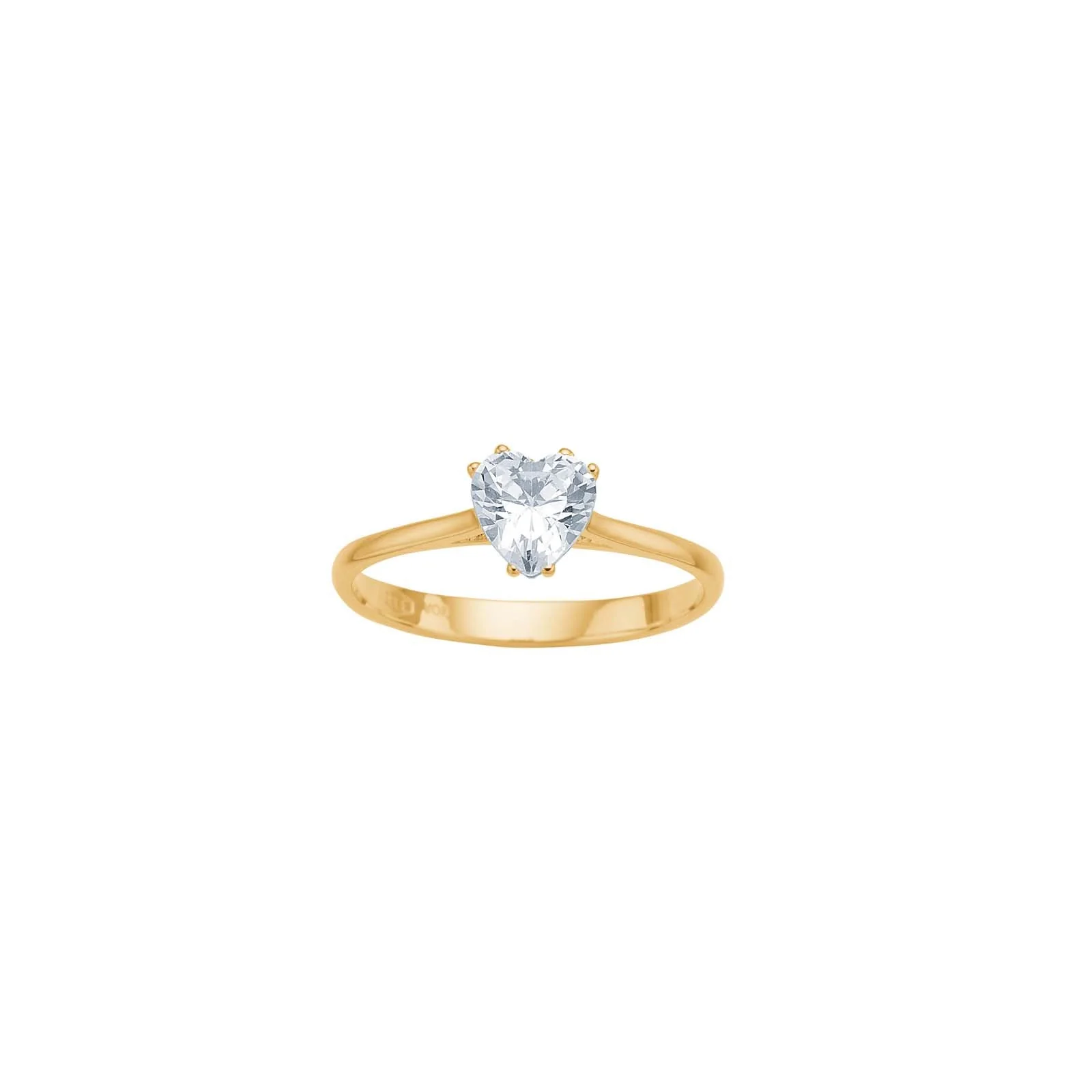 8kt. guldring hjerte m/cz