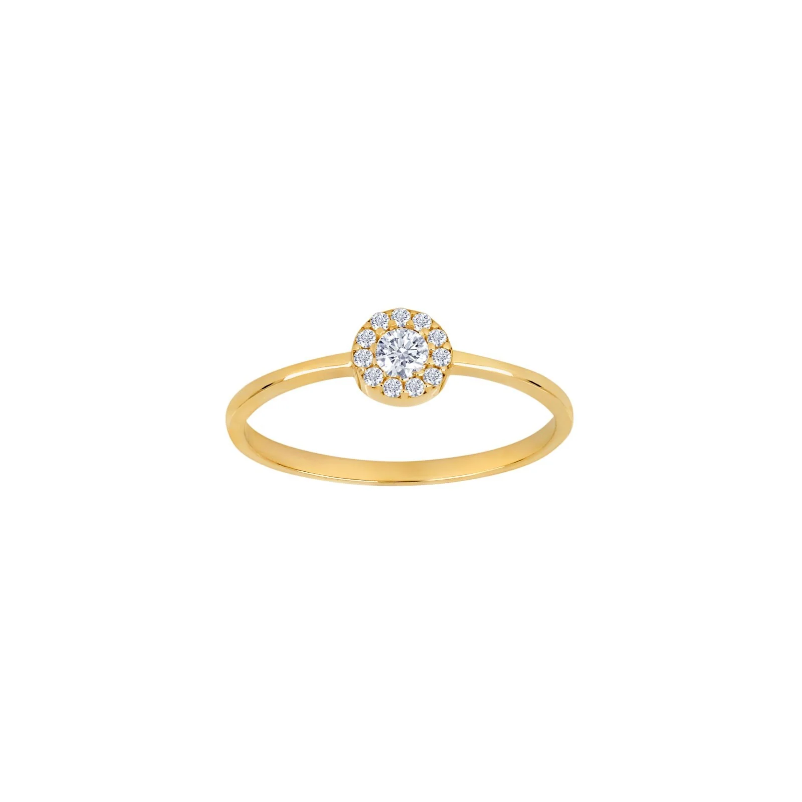 8kt. guldring lille rund roset m/cz