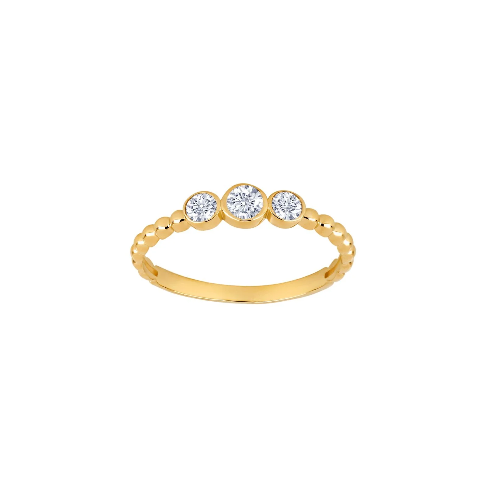 8kt. guldring m/kugler og 3 x cz
