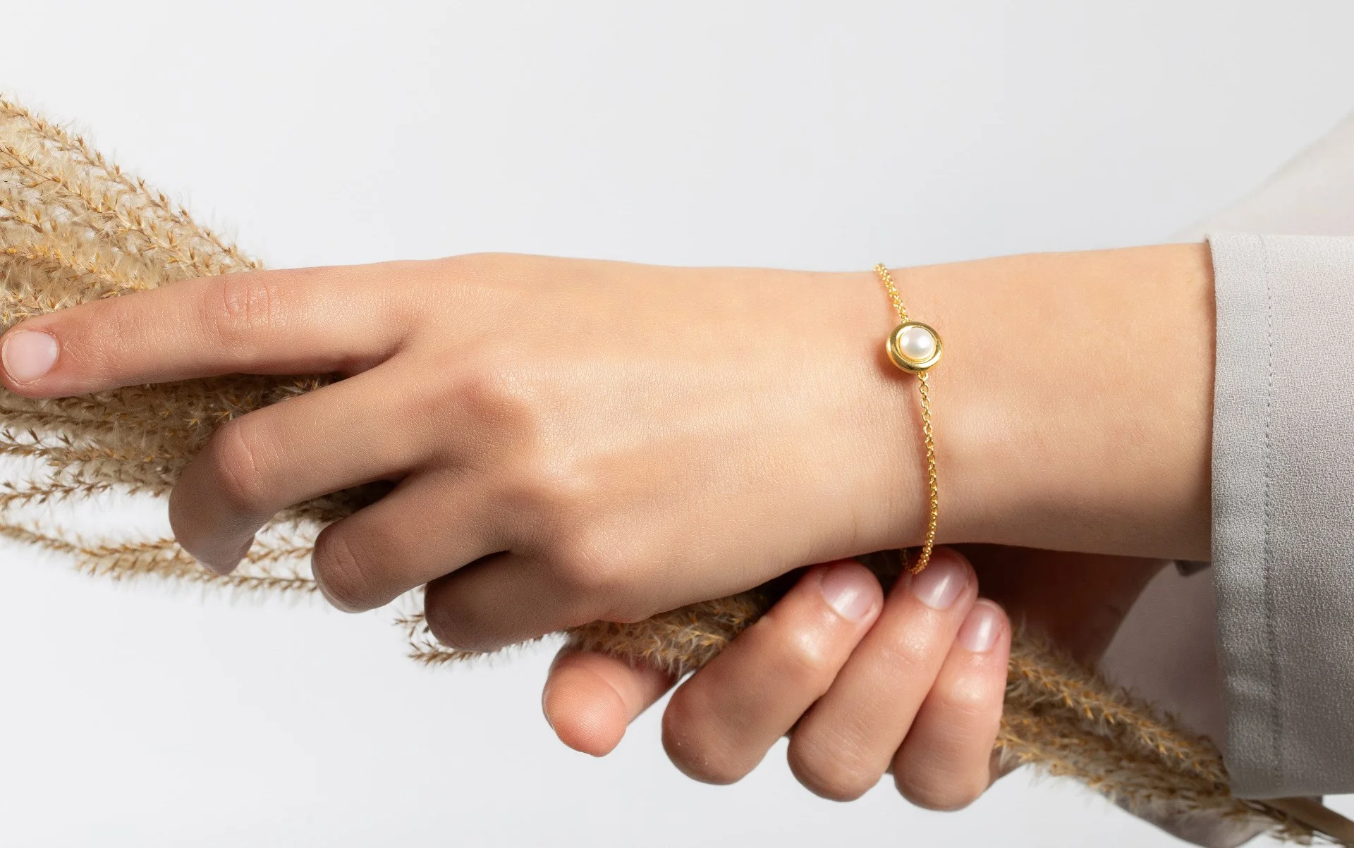 925/- armbånd, fg mat/blank perle, 17+2cm, 1.8mm - Image 3