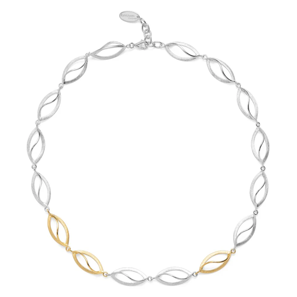 925/- collier, delvis fg børstet, 48cm + 3cm