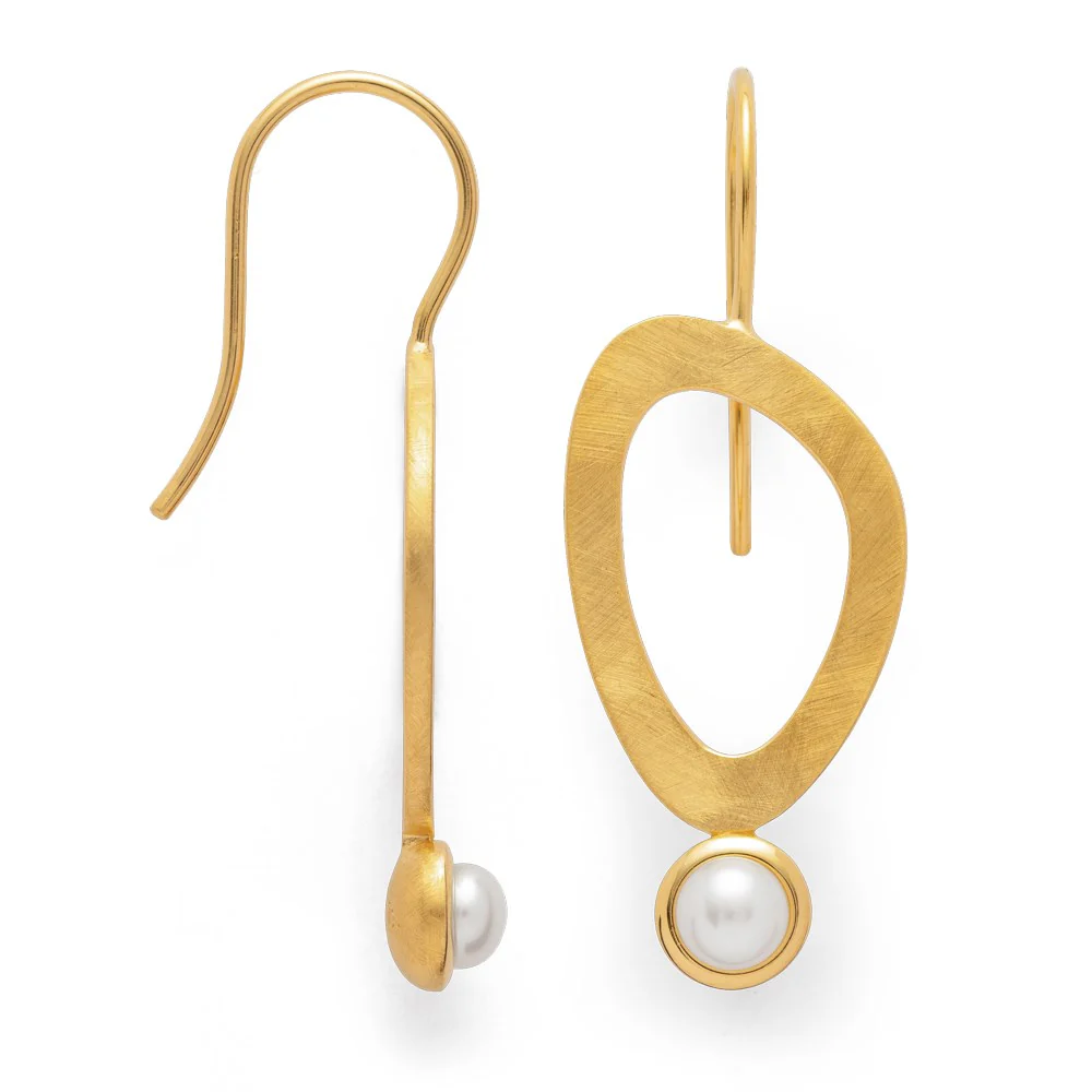 925/- ørehænger, mat/blank fg, kulturperle 0,95ct