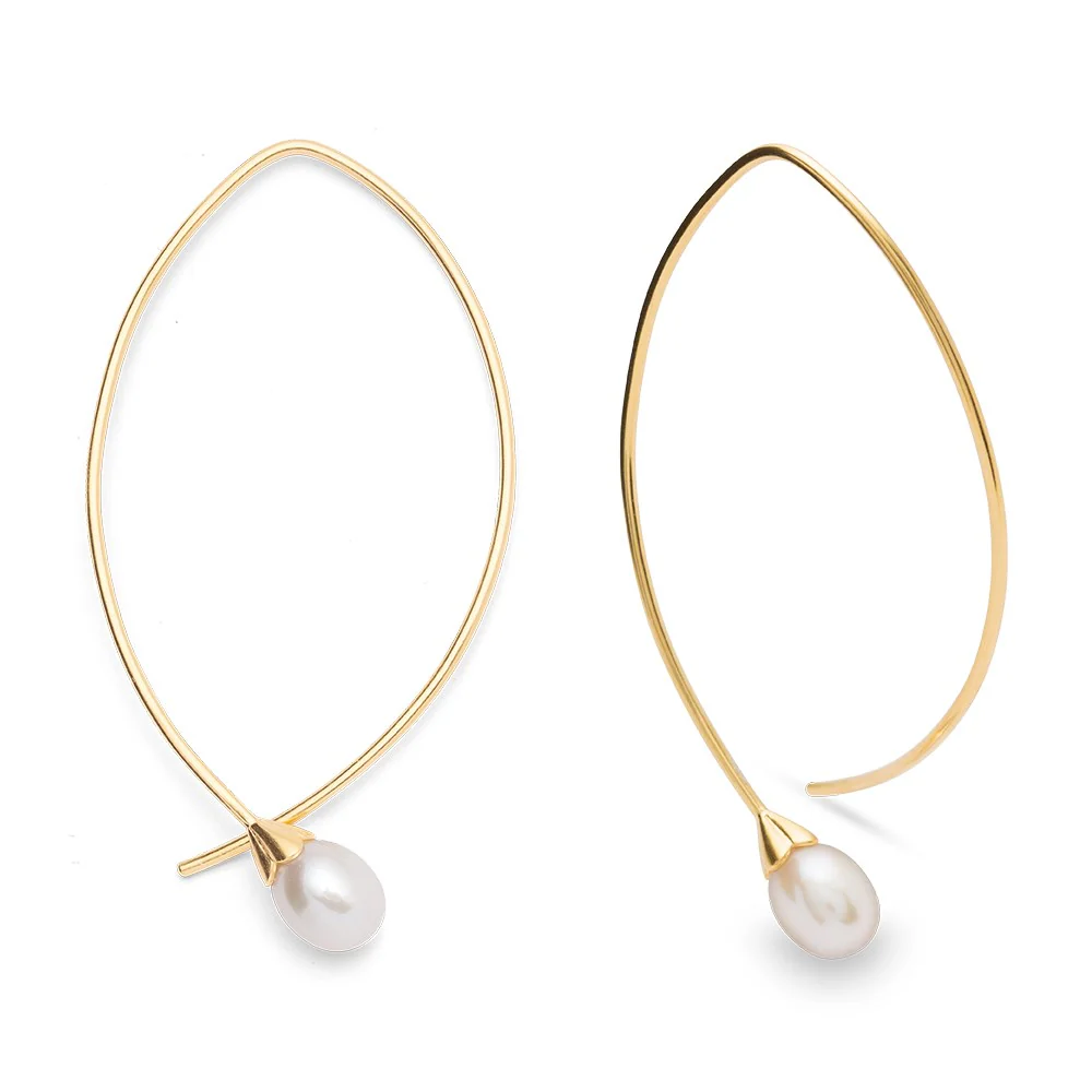 925/- ørehænger, mat fg, hvide kulturperle 4.30ct