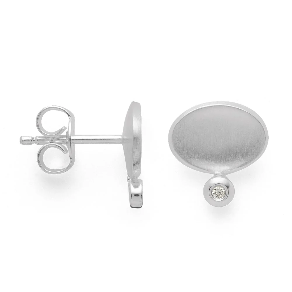 925/- ørehænger mat/polerede, br 0.02ct W-SI