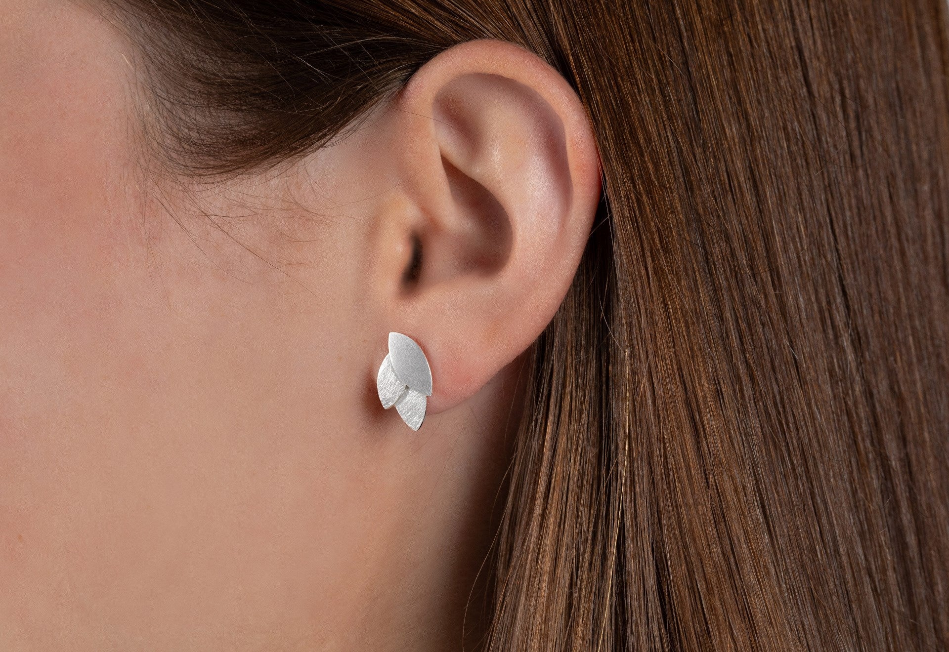 925/- ørehænger med studs mat/børstet - Image 2