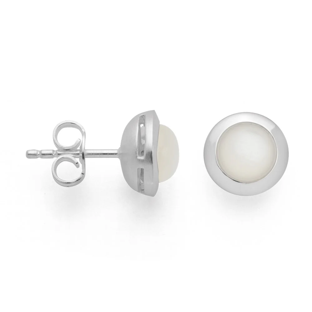 925/- Øreringe blank, hvide månesten 1.63ct