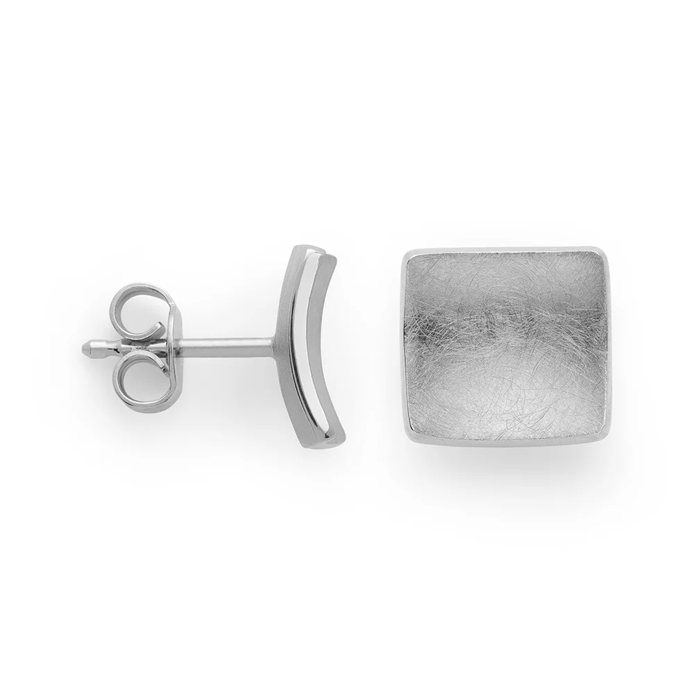 925/- øreringe, børstet/blank, 10mm