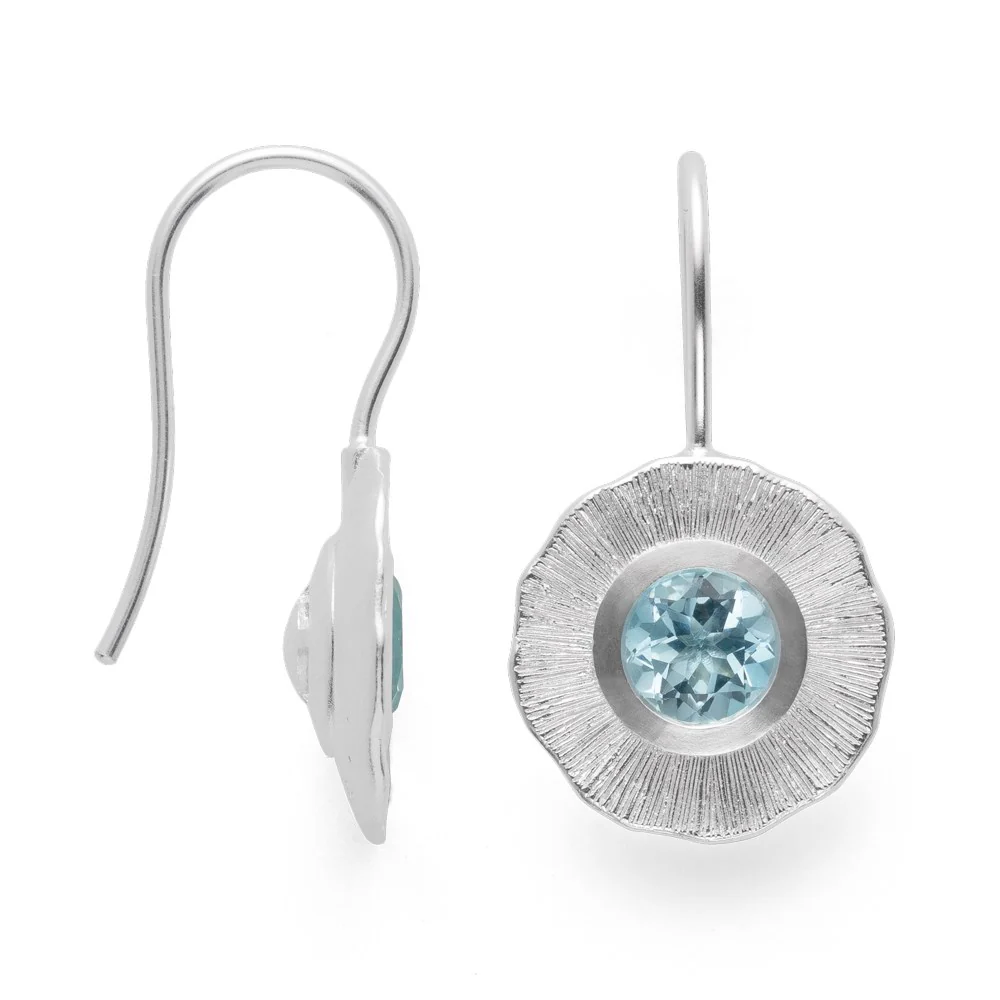 925/- øreringe mat/ blå topas 2.01ct