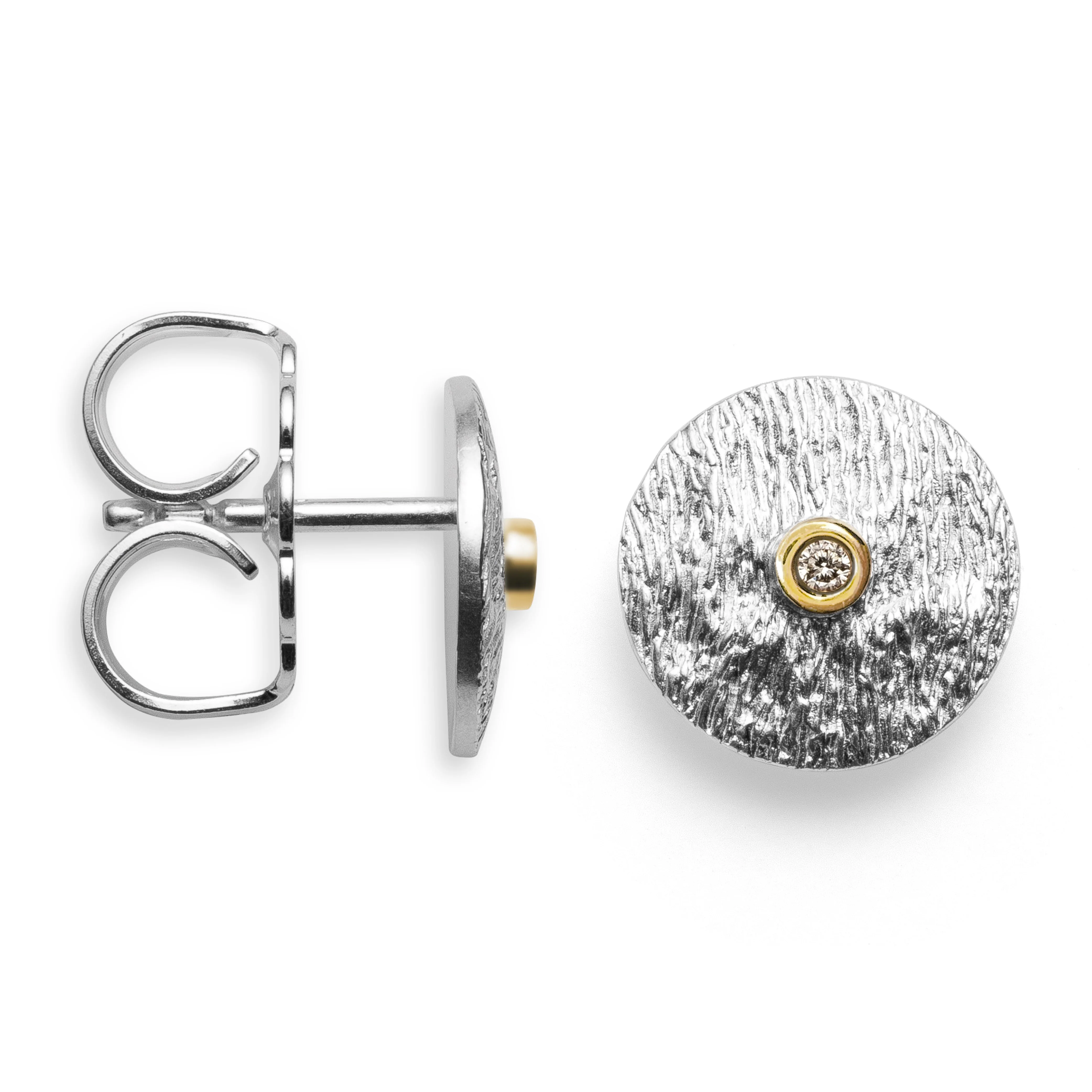 925/- Ørestikker, delvis fg satin br 0,02 ct W-SI