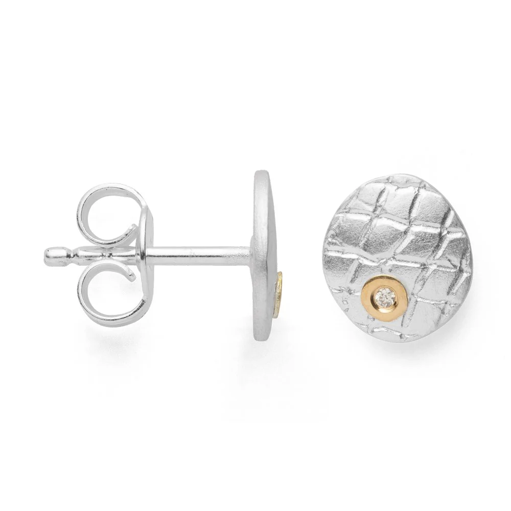 925/- Ørestikker, fg mat/tekstureret, br 0.01ct