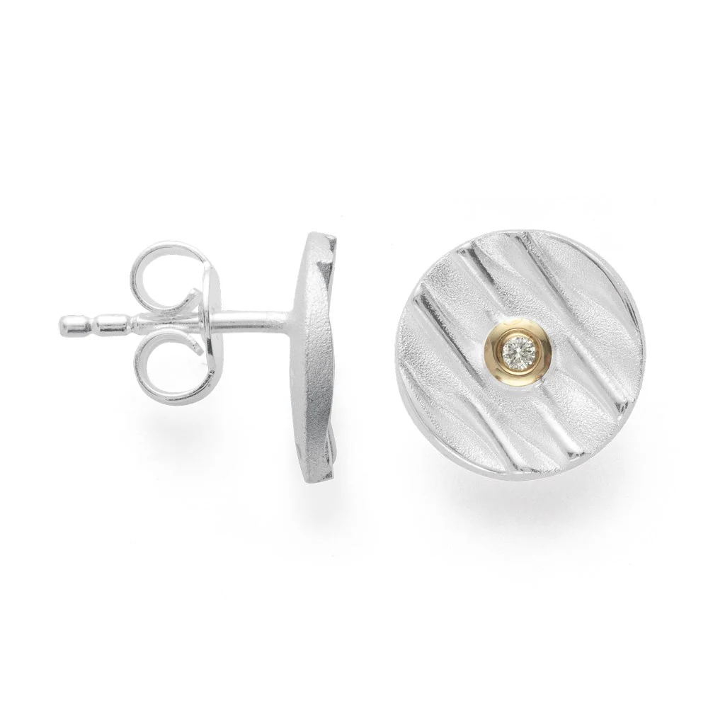 925/- Ørestikker, fg, tekstureret/blank, br 0.02ct
