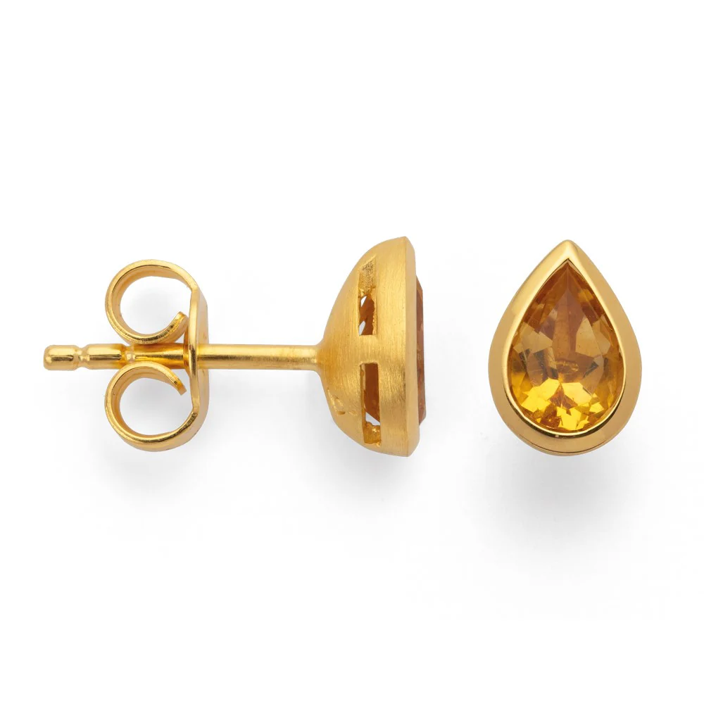 925/- Ørestikker, fge polerede, citrin 0,84ct