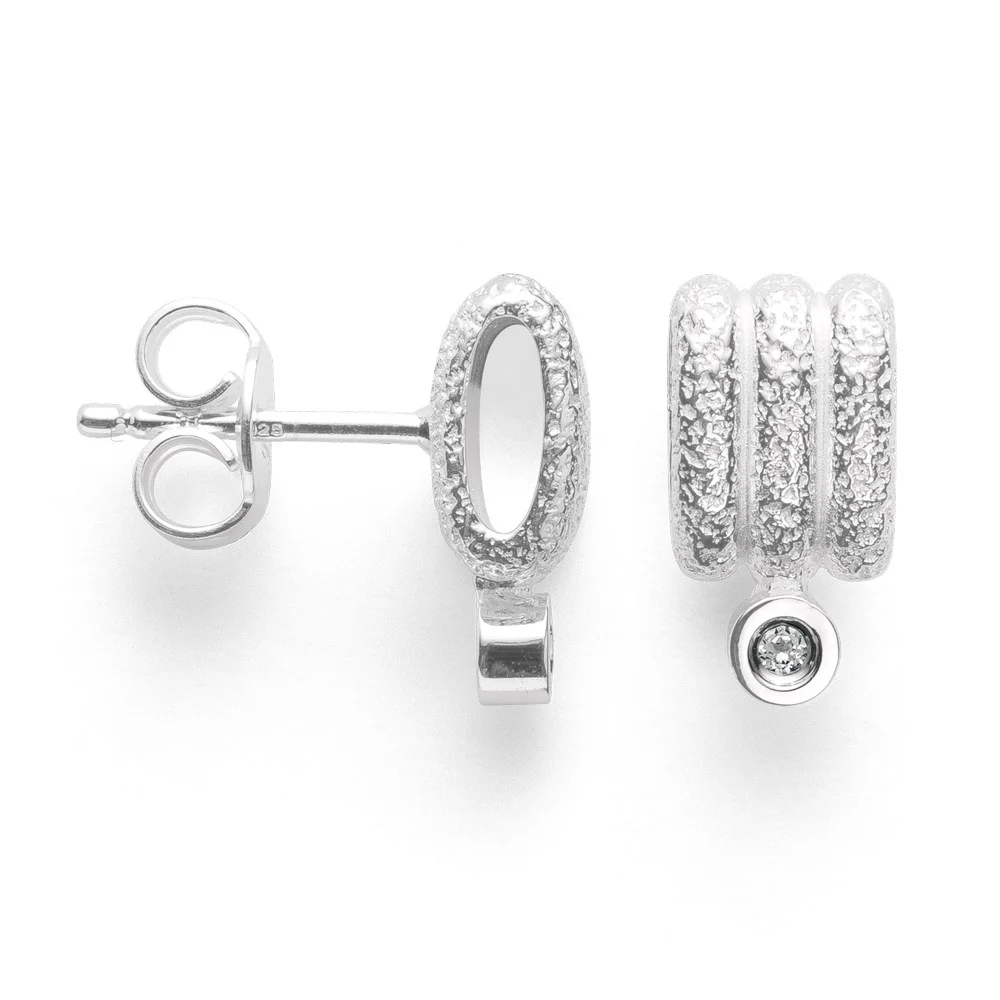 925/- Ørestikker mat/børstet, hvid topas 0,024ct