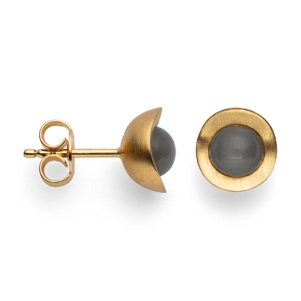 925/- Ørestikker, mat fg, grå månesten 1.40ct