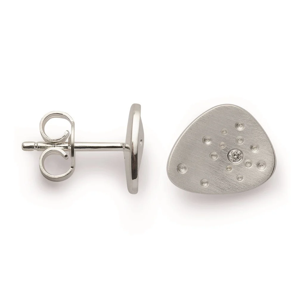 925/- Ørestikker, matte, Dia. 0,02ct W-SI