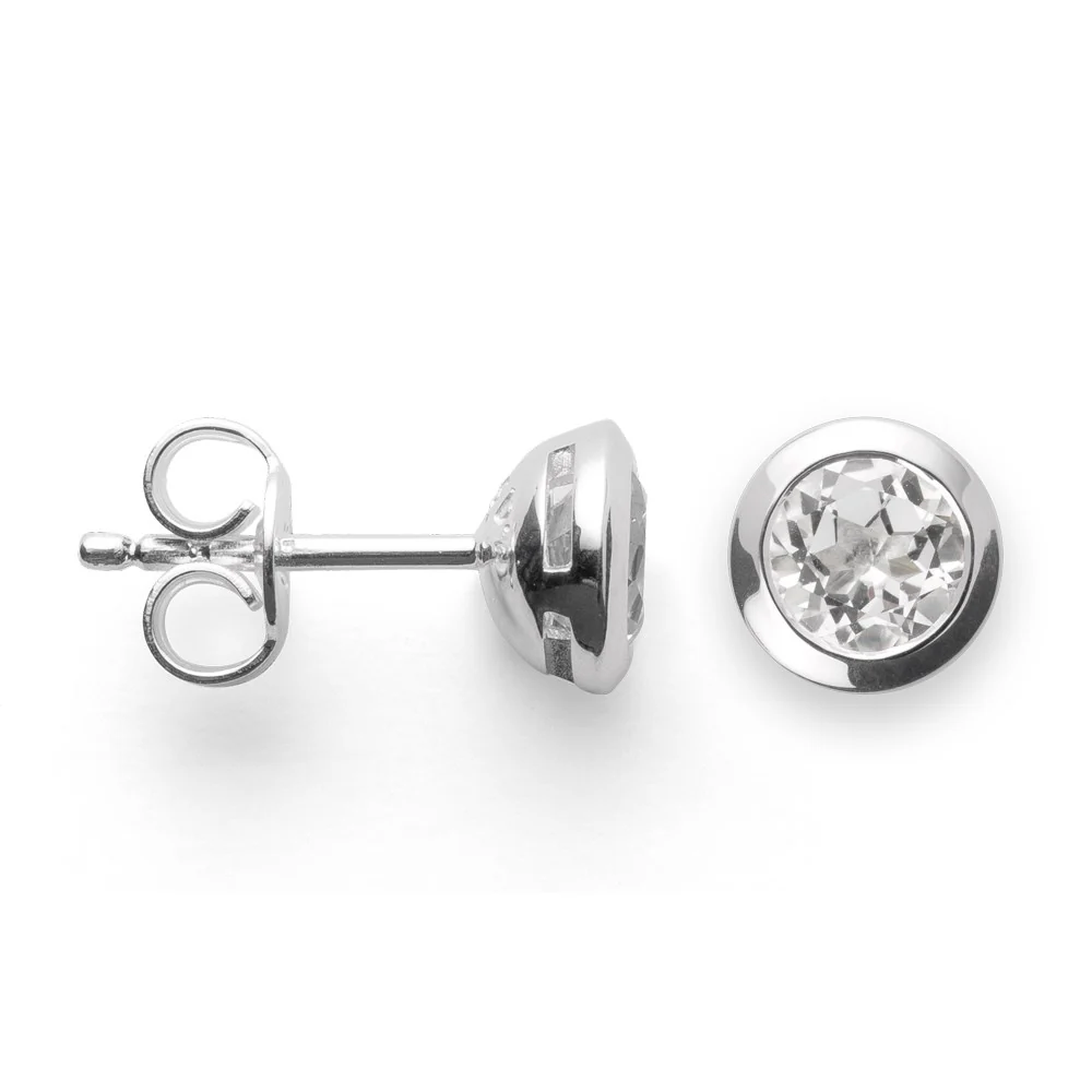 925/- Ørestikker polerede, hvid topas 1.20ct