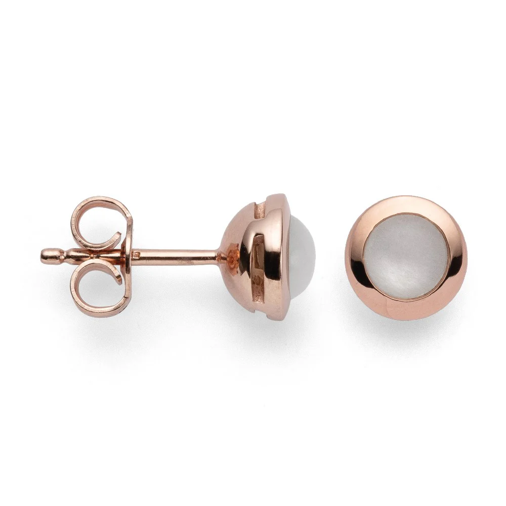 925/- Ørestikker, rosa fg blank, månesten 0,84ct
