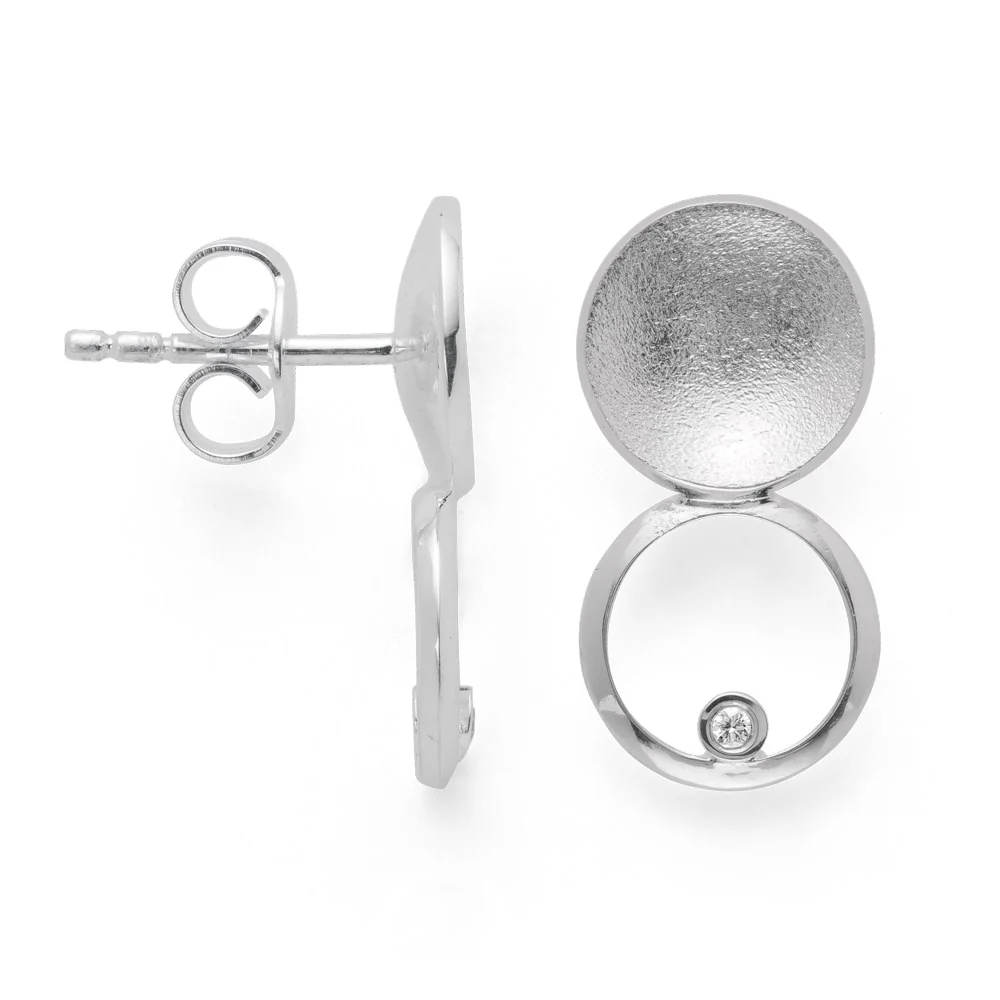 925/- Ørestikker sandblæst/blank, br 0.02ct