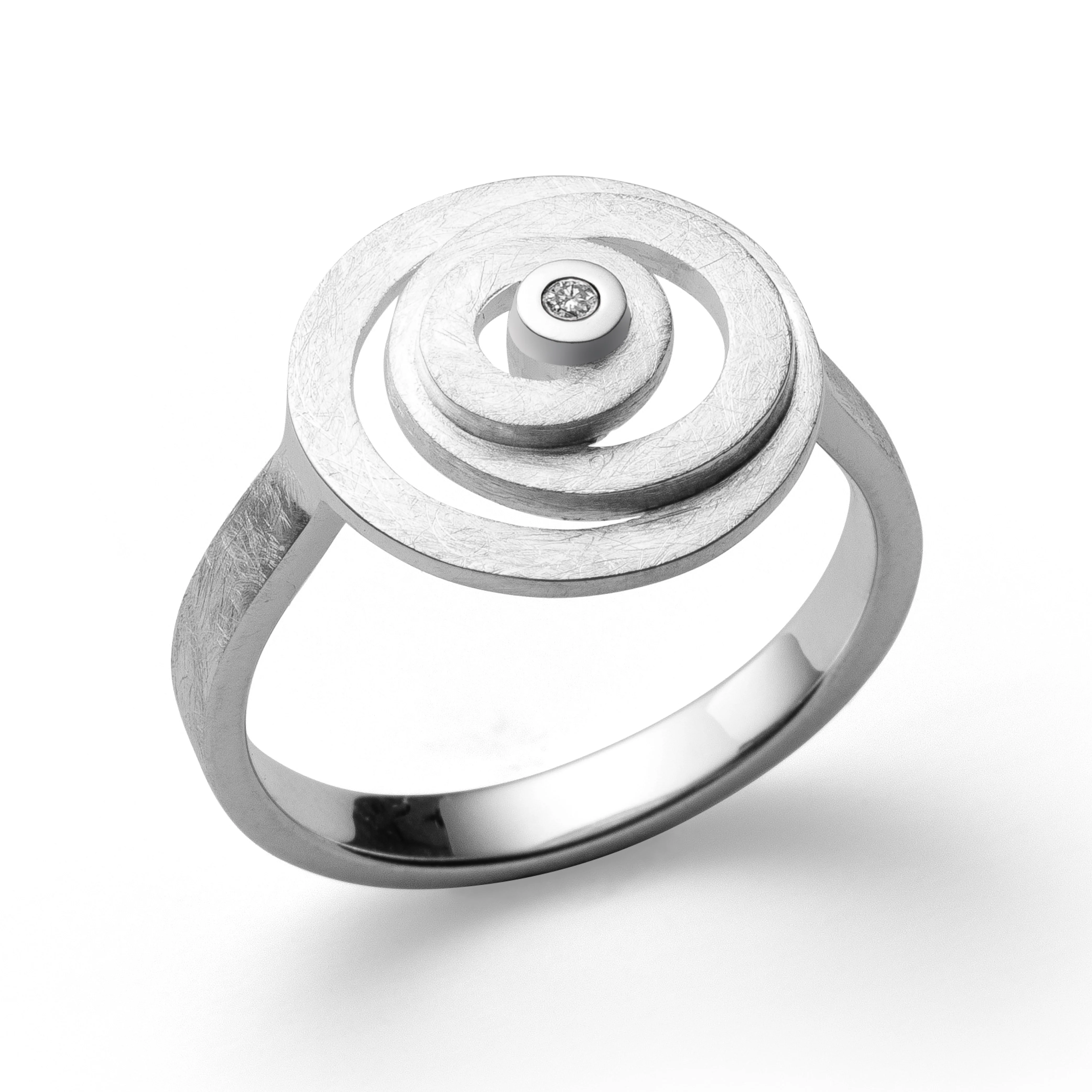 925/- Ring børstet, brillant 0,01ct W-SI