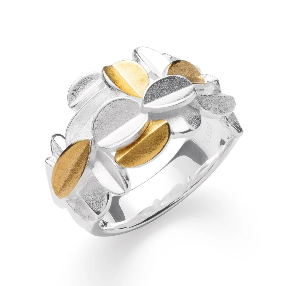 925/- Ring, delvis fg mat